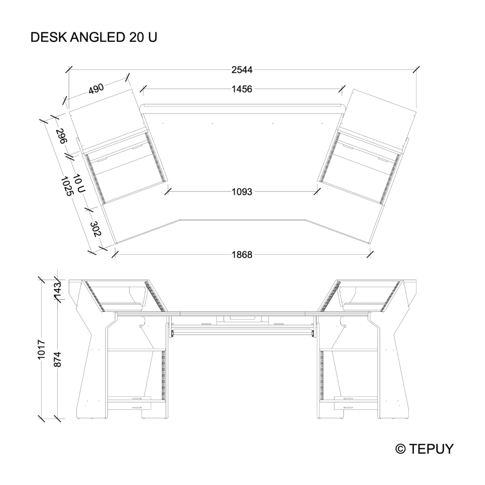 Studio Desk - Angled - 20U - Image 3